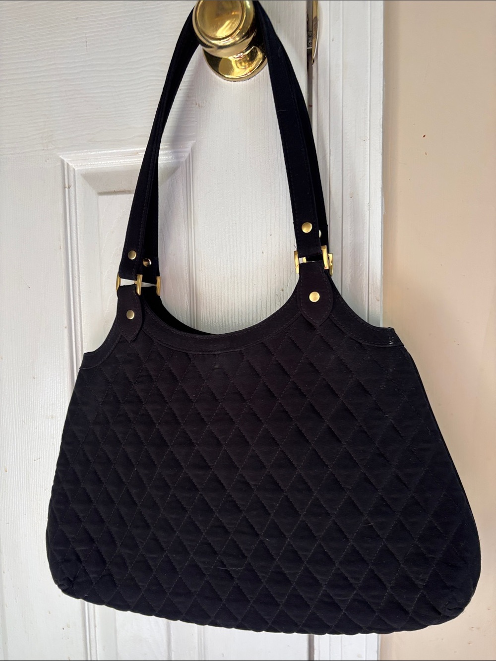 Vera Bradley Black Quilted Shoulder Bag with Gold Accents - Picture 8 of 8